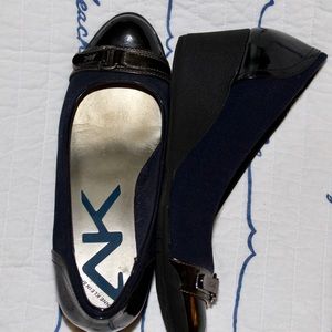 Navy blue wedge shoes